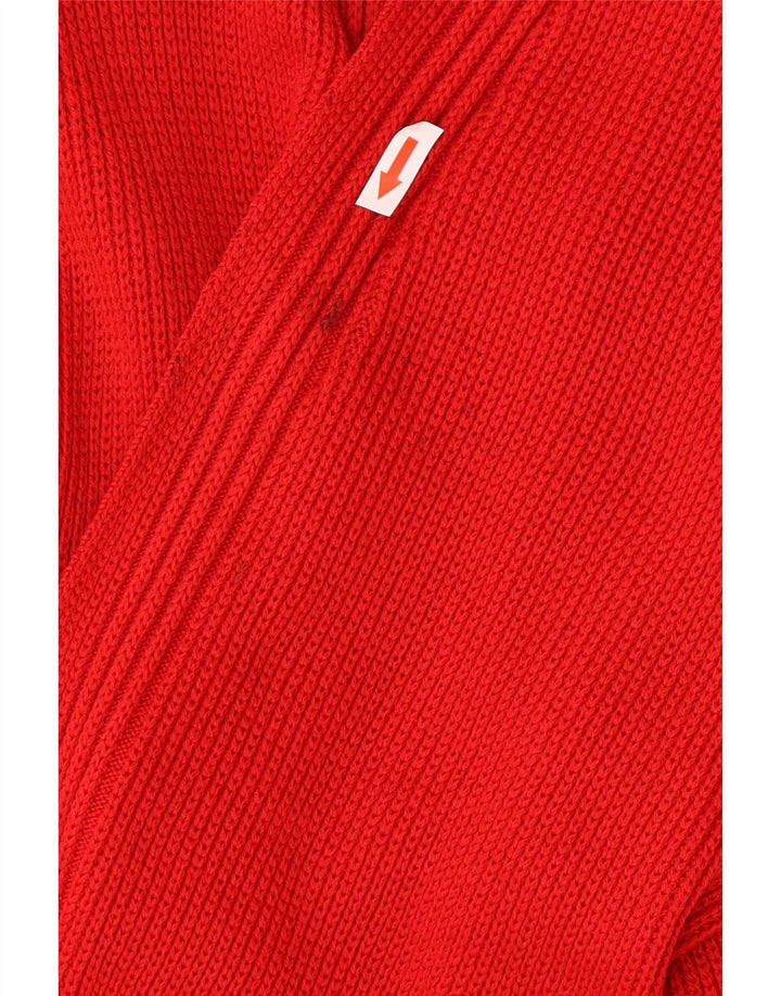 Luisa Spagnoli maglione cardigan aperto da donna UK 16 grande lana rossa