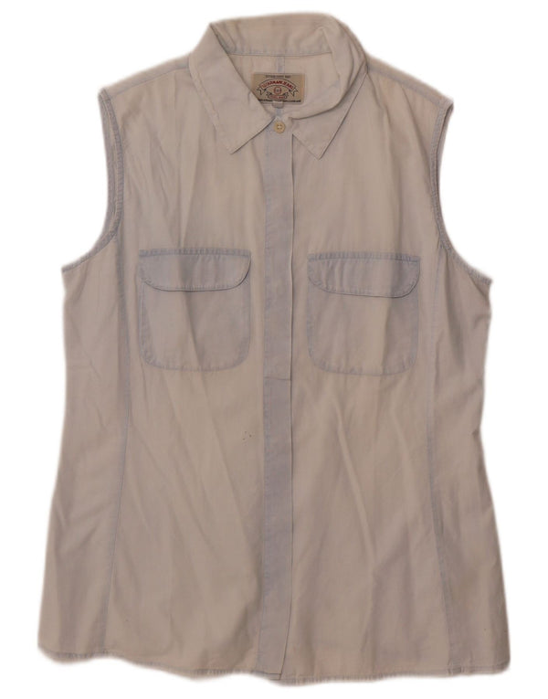 Camicia senza maniche da donna Armani Jeans UK 14 grande cotone blu