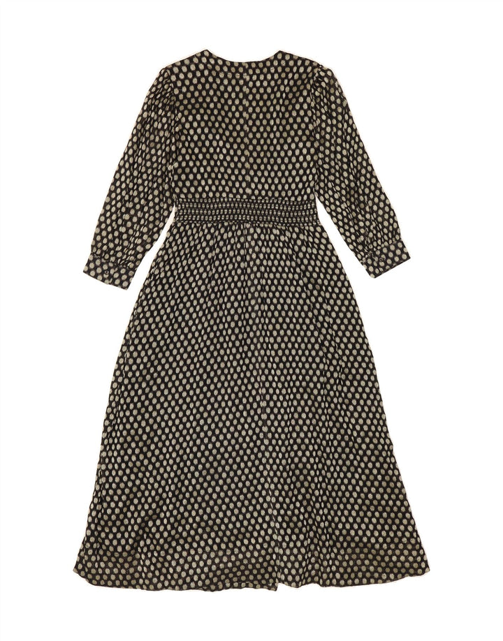 WHITE STUFF Womens 3/4 Sleeve Maxi Dress UK 8 Small Black Polka Dot Vintage White Stuff and Second-Hand White Stuff from Messina Hembry 