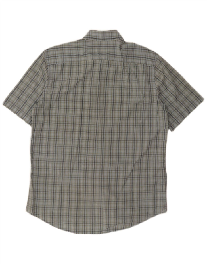 Camicia a maniche corte da uomo Lacoste taglia 43 in cotone a quadri blu grande