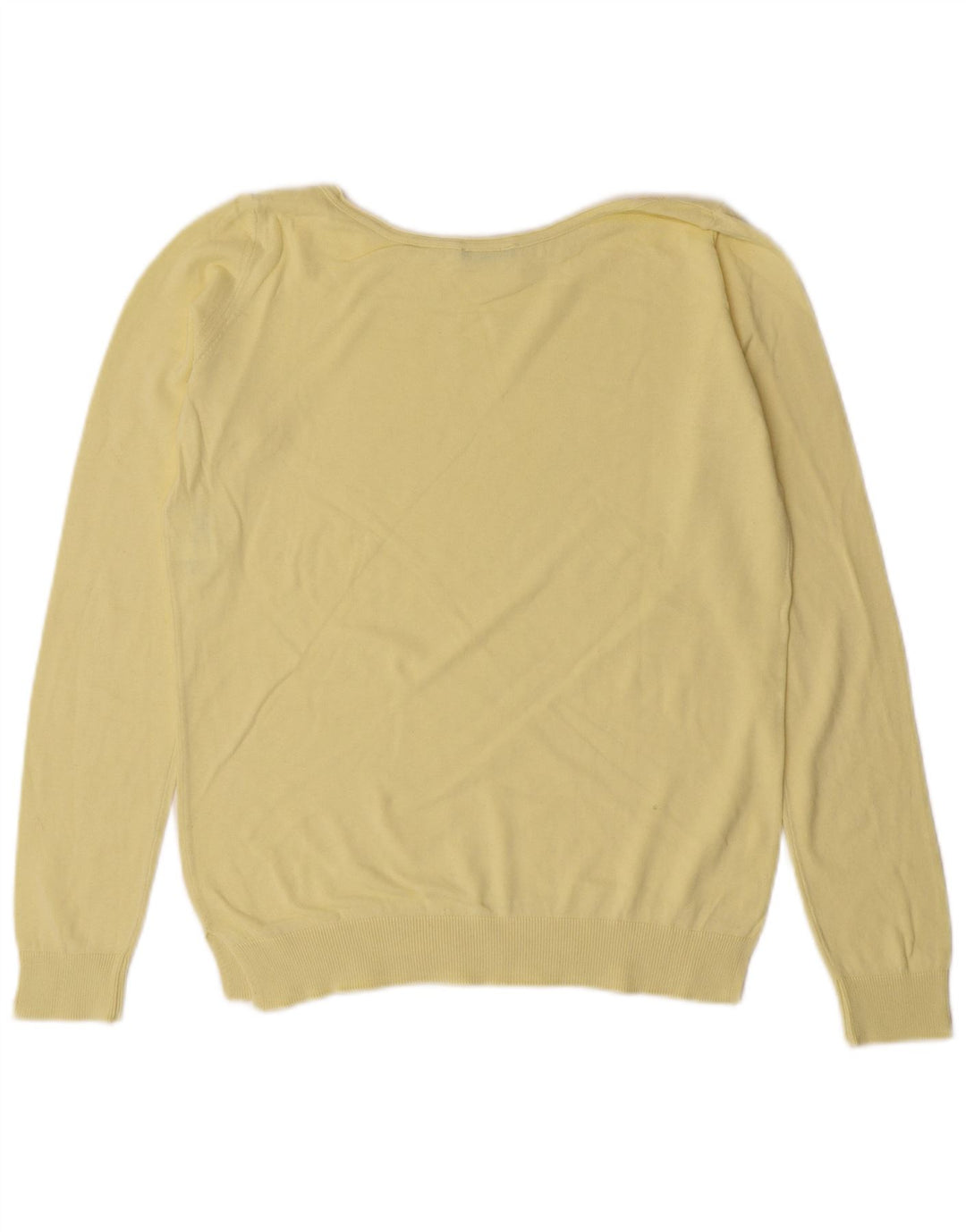 Maglione da donna con scollo a barca Benetton UK 12 classico in cotone giallo medio