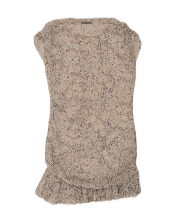 PINKO Womens Drop Waist Dress UK 10 Small Grey Animal Print Polyester