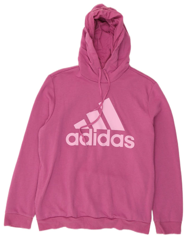 Felpa con cappuccio grafica da donna Adidas UK 20/22 XL Cotone rosa