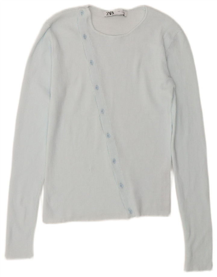 Top cardigan corto da donna Zara UK 10 piccolo nylon blu