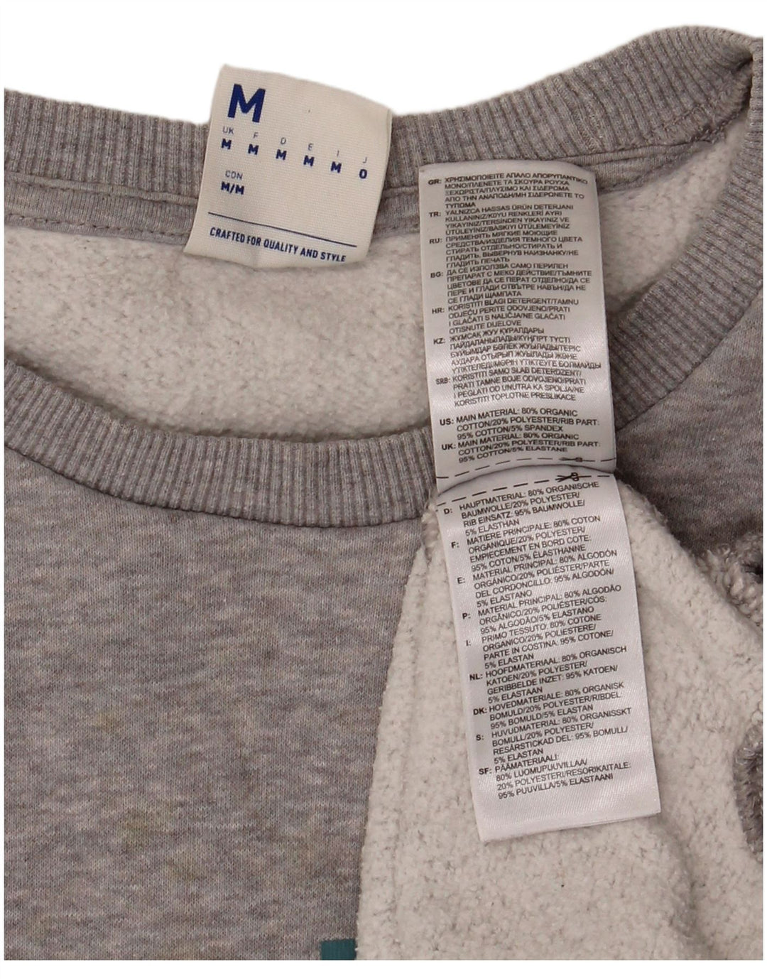 Felpa grafica da uomo Reebok in cotone grigio medio