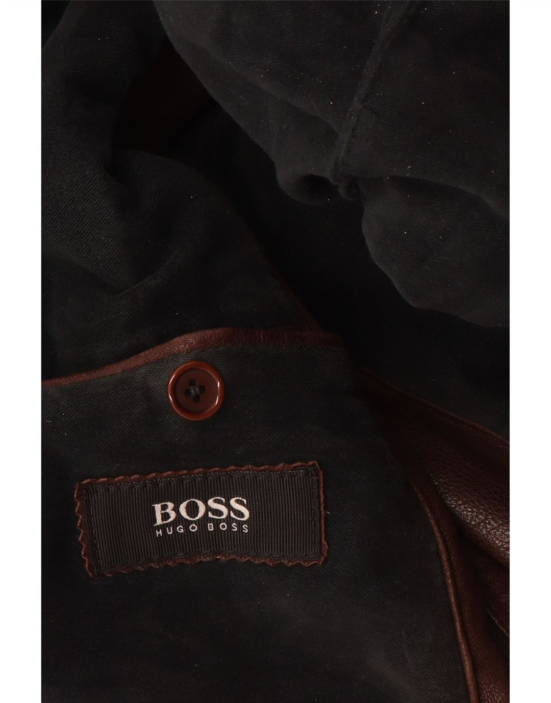 Giacca in pelle da uomo Hugo Boss UK 40 grande in pelle marrone