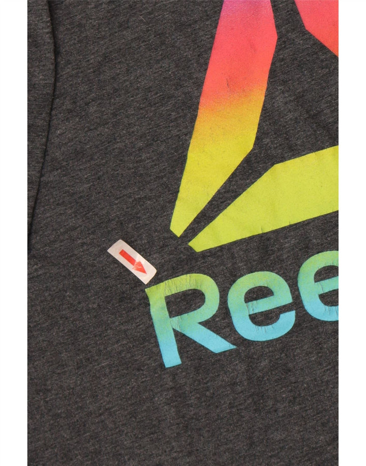 T-shirt grafica da uomo Reebok Top grande in poliestere grigio