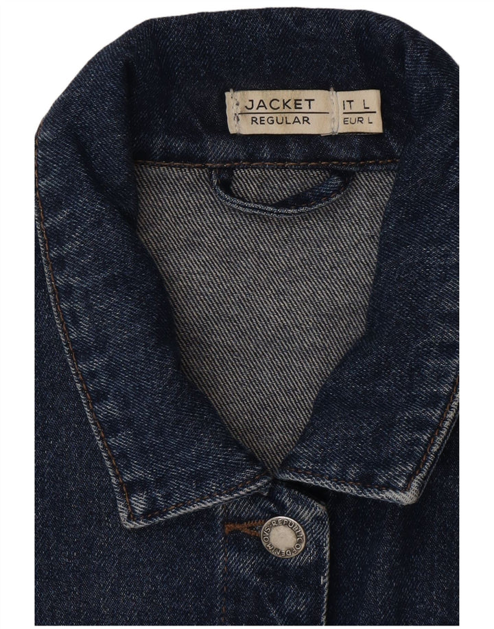 Giacca in denim corta vestibilità regolare da donna VINTAGE UK 16 grande blu