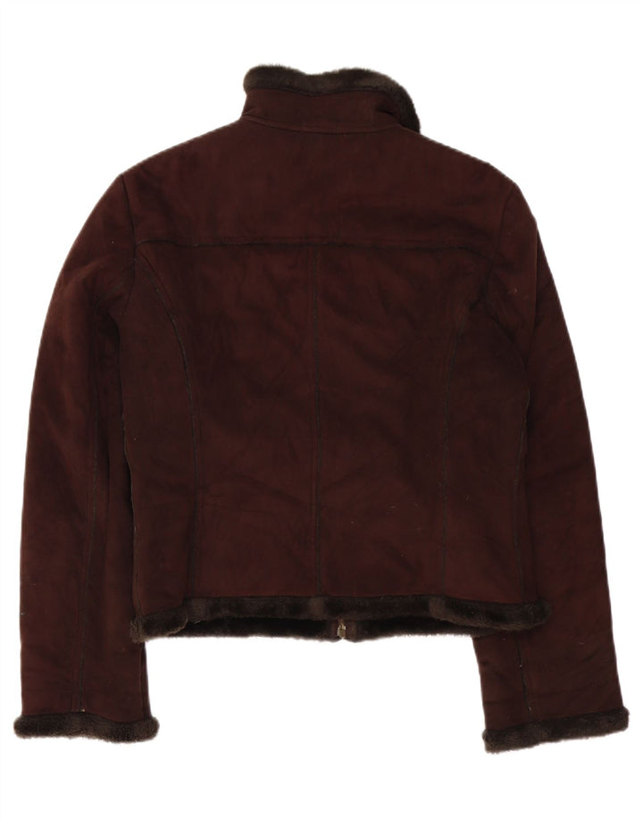 Giacca Sherpa da donna BENETTON UK 14 Acrilico marrone medio