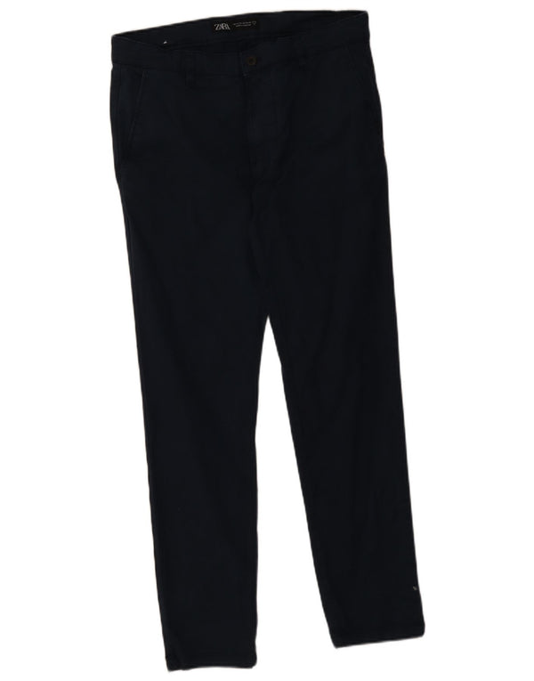 Pantaloni chino slim da uomo Zara EU 42 Large W32 L30 cotone blu navy