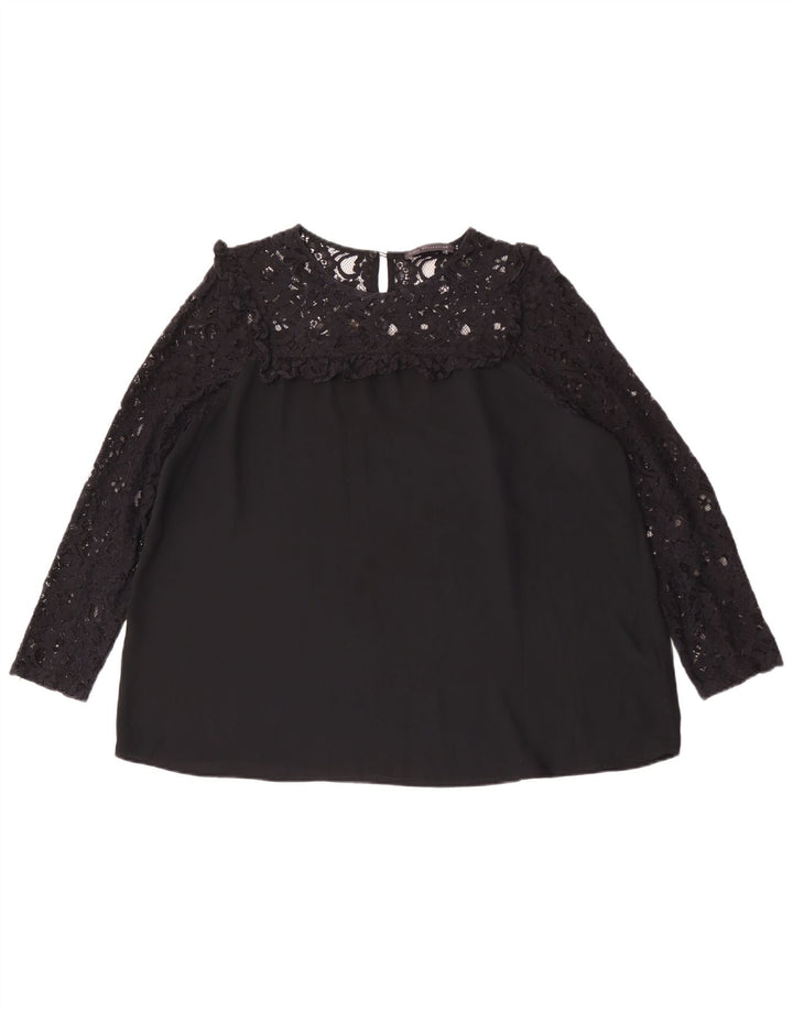 Marks & Spencer Camicetta oversize a maniche lunghe da donna UK 16 Large Nero