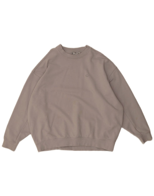 Felpa oversize da donna Adidas maglione UK 10 piccolo cotone grigio