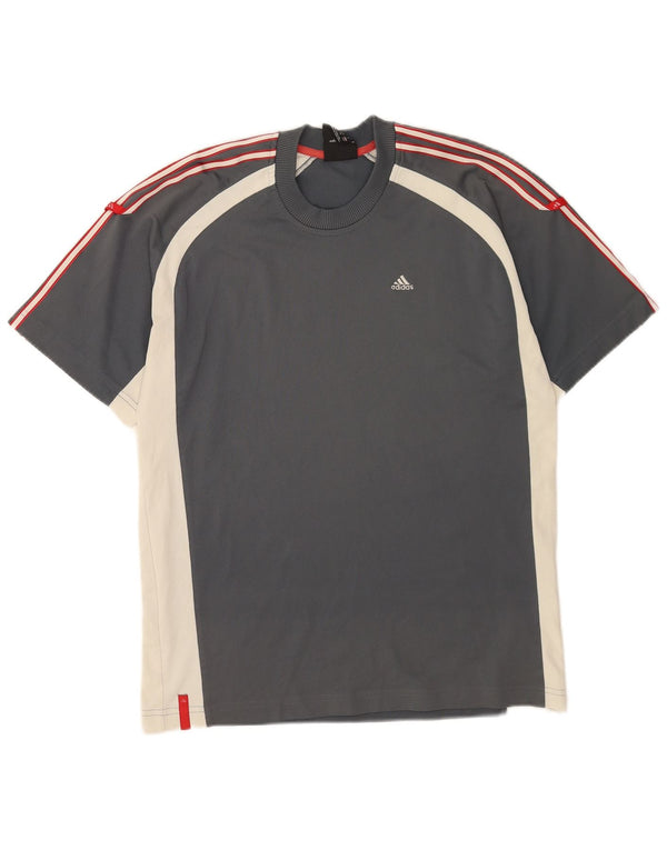 Adidas Mens T-Shirt Top Small Grey Colourblock Polyester
