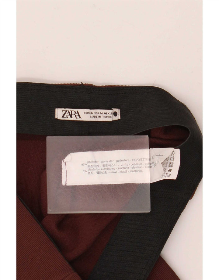 Pantaloni casual svasati da donna Zara medi W28 L32 poliestere marrone