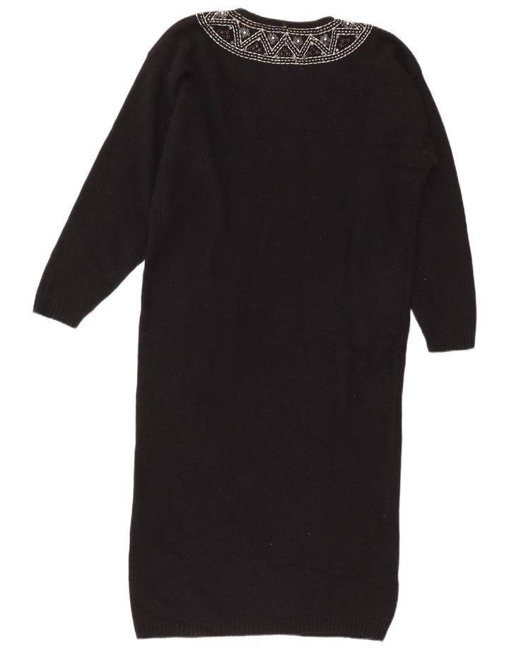 Abito maglione da donna De Pietri IT 46 Large nero floreale in lana