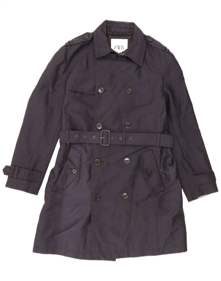 Trench da uomo Zara UK 40 grande poliestere blu navy