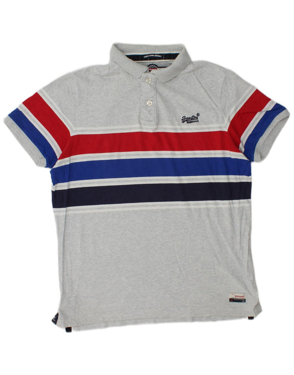 Polo da uomo Superdry Large in cotone color block grigio