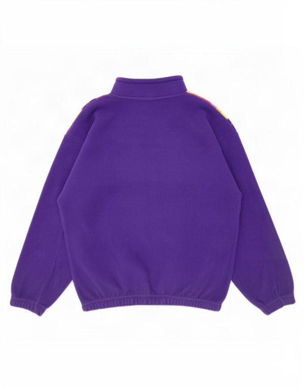 Maglione in pile con collo con zip grafico vintage da uomo XL in cotone floreale viola
