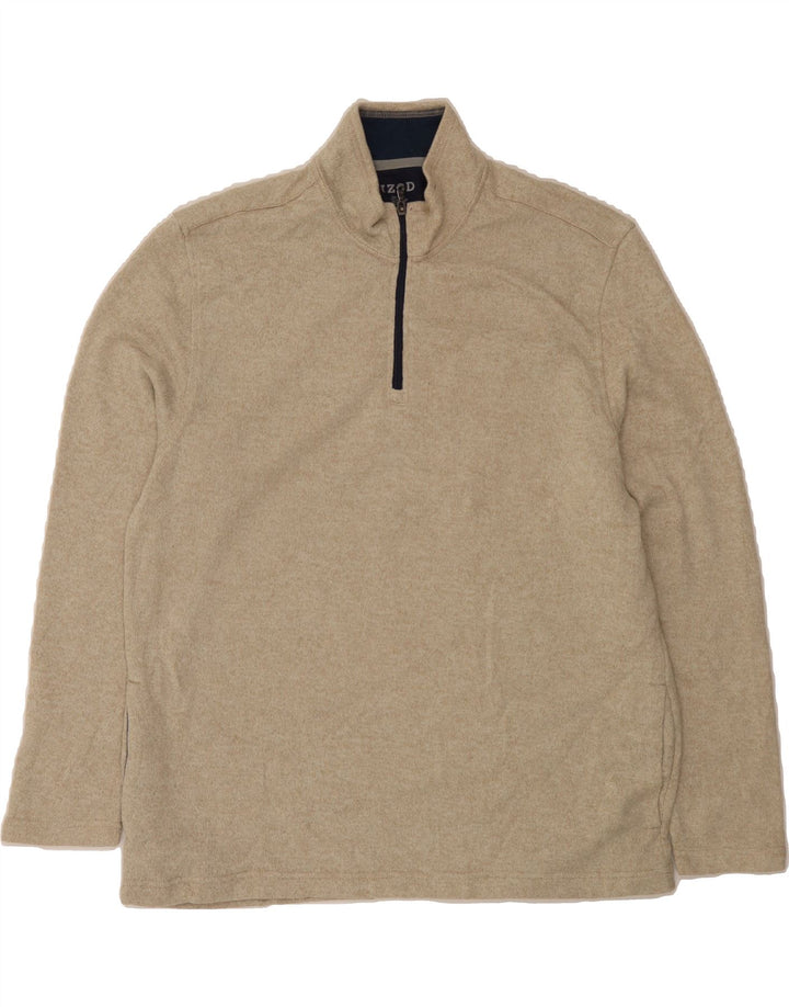 IZOD Mens Zip Neck Sweatshirt Jumper 2XL Beige Polyester Vintage Izod and Second-Hand Izod from Messina Hembry 