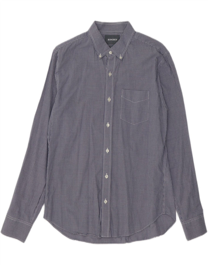 BONOBOS Camicia slim fit da uomo in cotone a quadretti blu navy medio