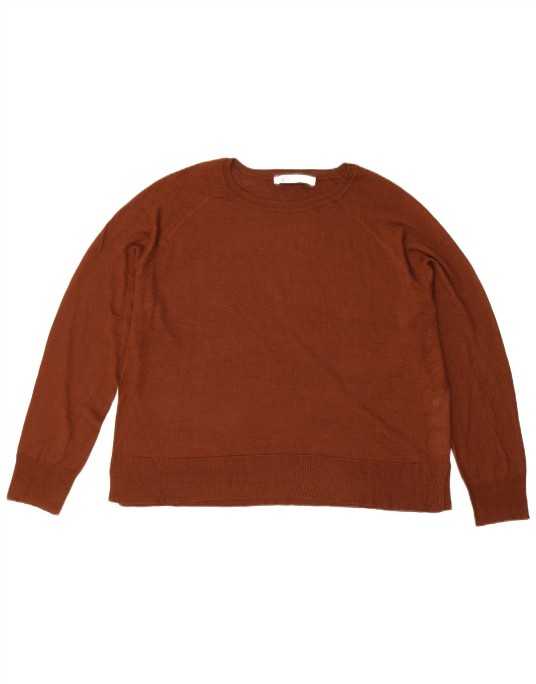 Maglione maglione oversize con scollo a barca da donna Zara UK 14 Viscosa marrone medio