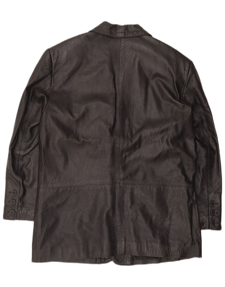 Giacca in pelle vintage da uomo UK 44 2XL Pelle nera