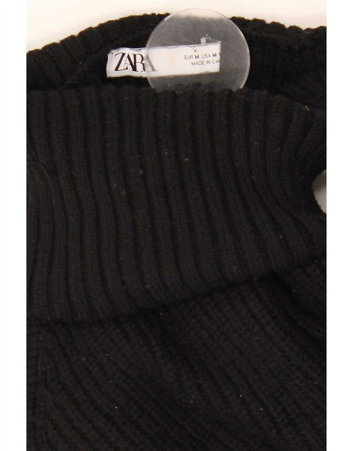 Maglione Zara da donna con collo alto e spalle scoperte UK 14 medio nero