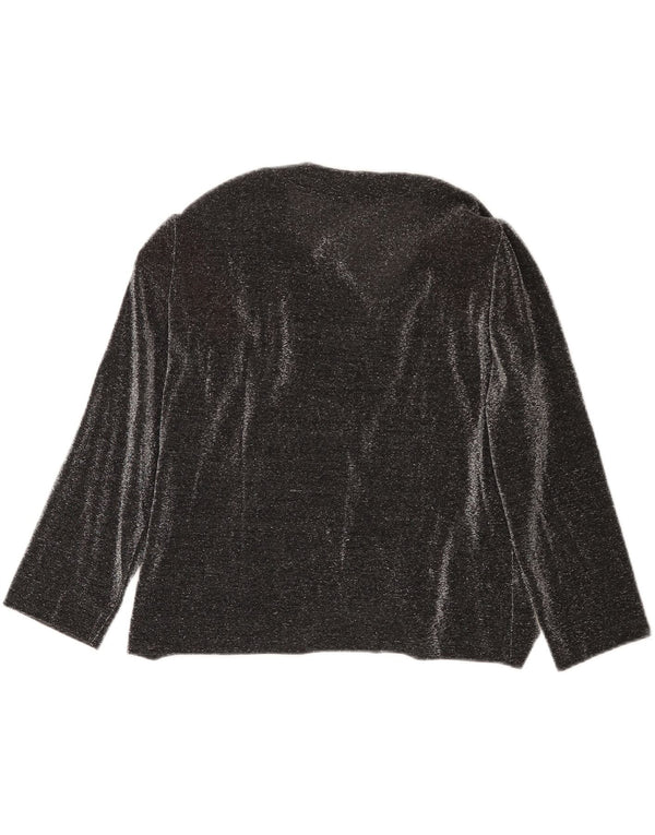 Top camicetta vintage da donna con maniche a 3/4 UK 16 grande nero
