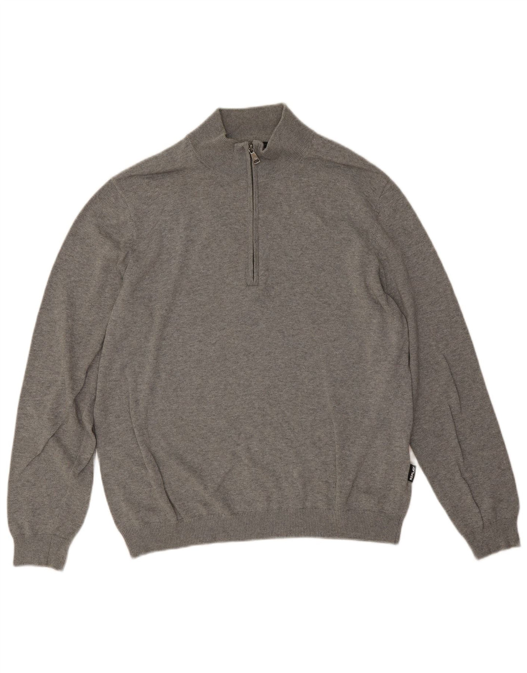 Maglione Replay da uomo con zip e collo grande in cotone grigio