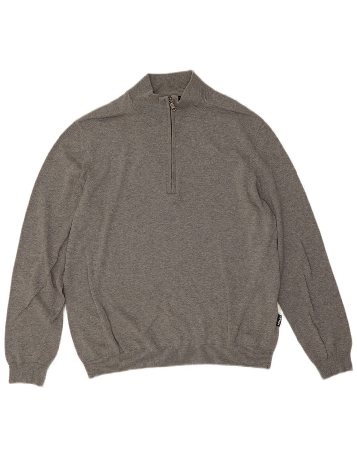 Maglione Replay da uomo con zip e collo grande in cotone grigio