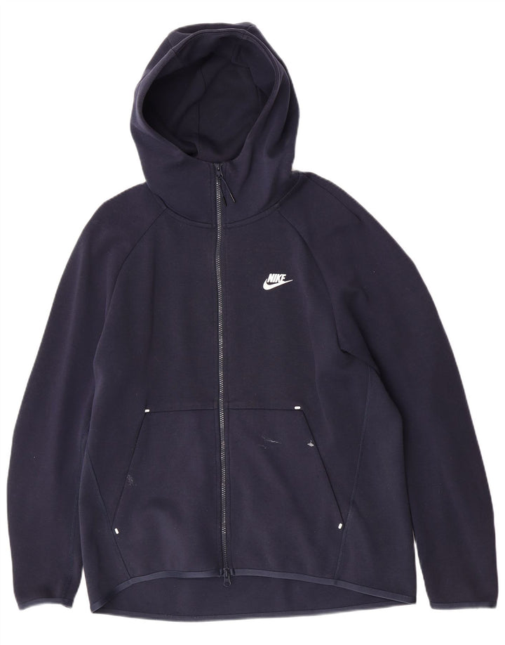 Felpa con cappuccio e zip Nike da uomo, grande, in cotone blu navy