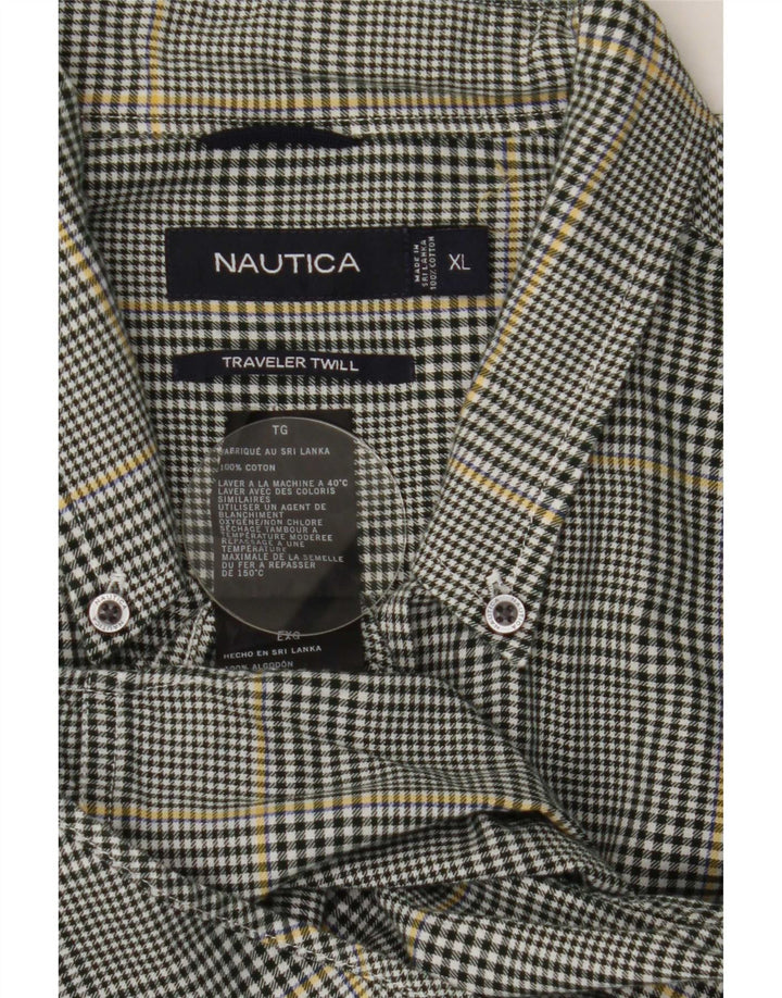 Camicia da uomo in flanella Nautica XL in cotone a quadri grigi