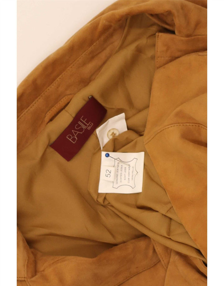 Giacca da uomo in pelle scamosciata Basile IT 52 XL in pelle beige