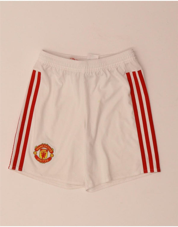 Pantaloncini sportivi ADIDAS da bambino del Manchester United 9-10 anni in poliestere bianco