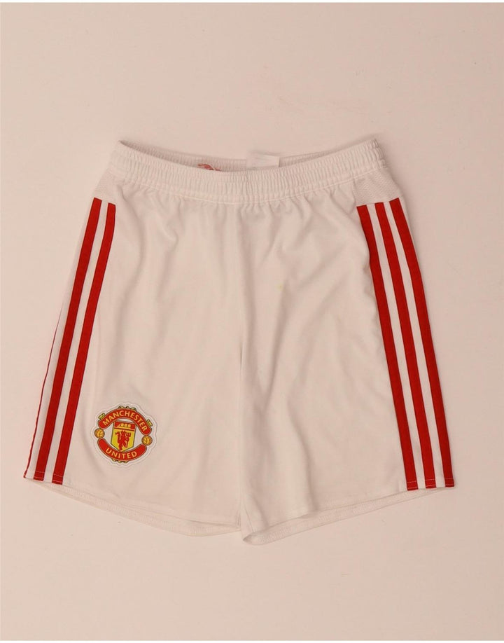 Pantaloncini sportivi ADIDAS da bambino del Manchester United 9-10 anni in poliestere bianco