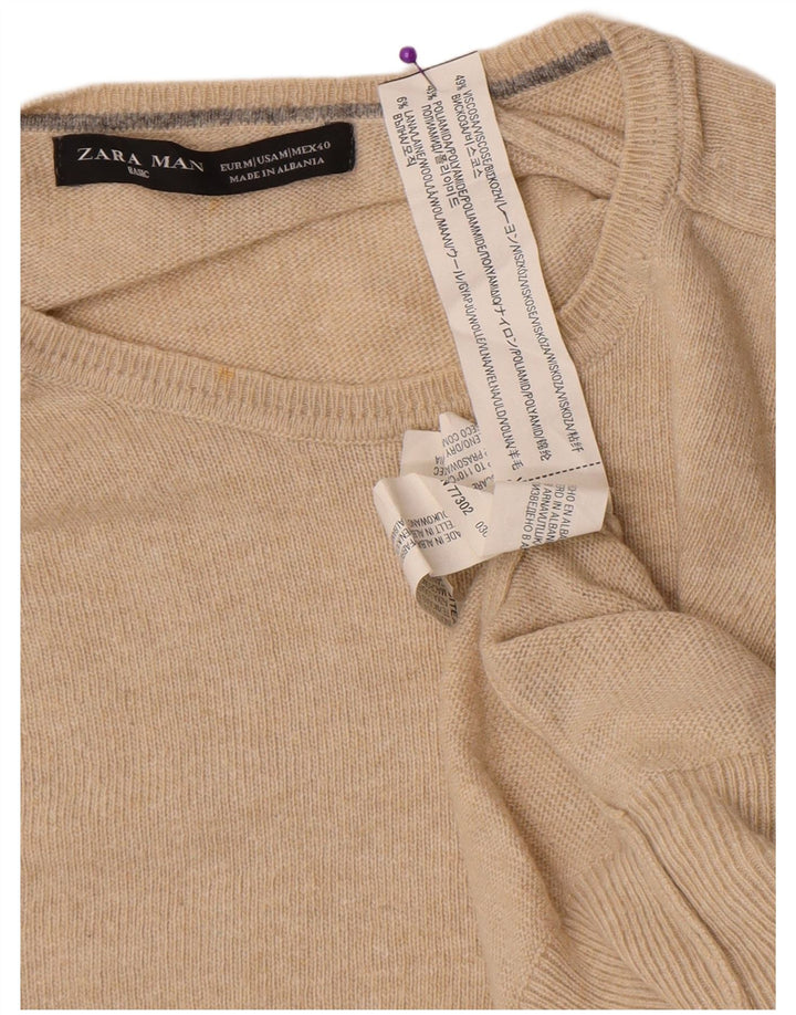 Maglione Zara da uomo girocollo in viscosa beige medio