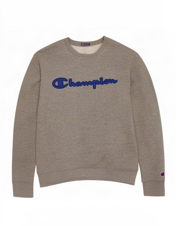 Felpa grafica da uomo Champion, maglione grande, cotone grigio