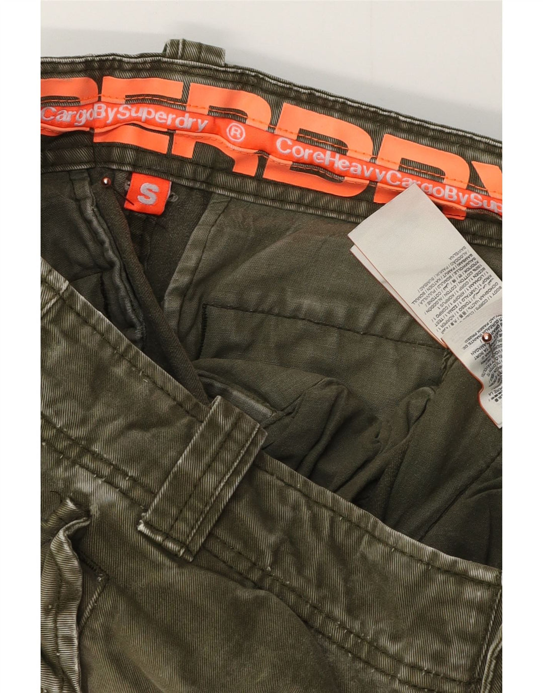 Pantaloncini cargo da uomo SUPERDRY piccoli W29 cotone kaki