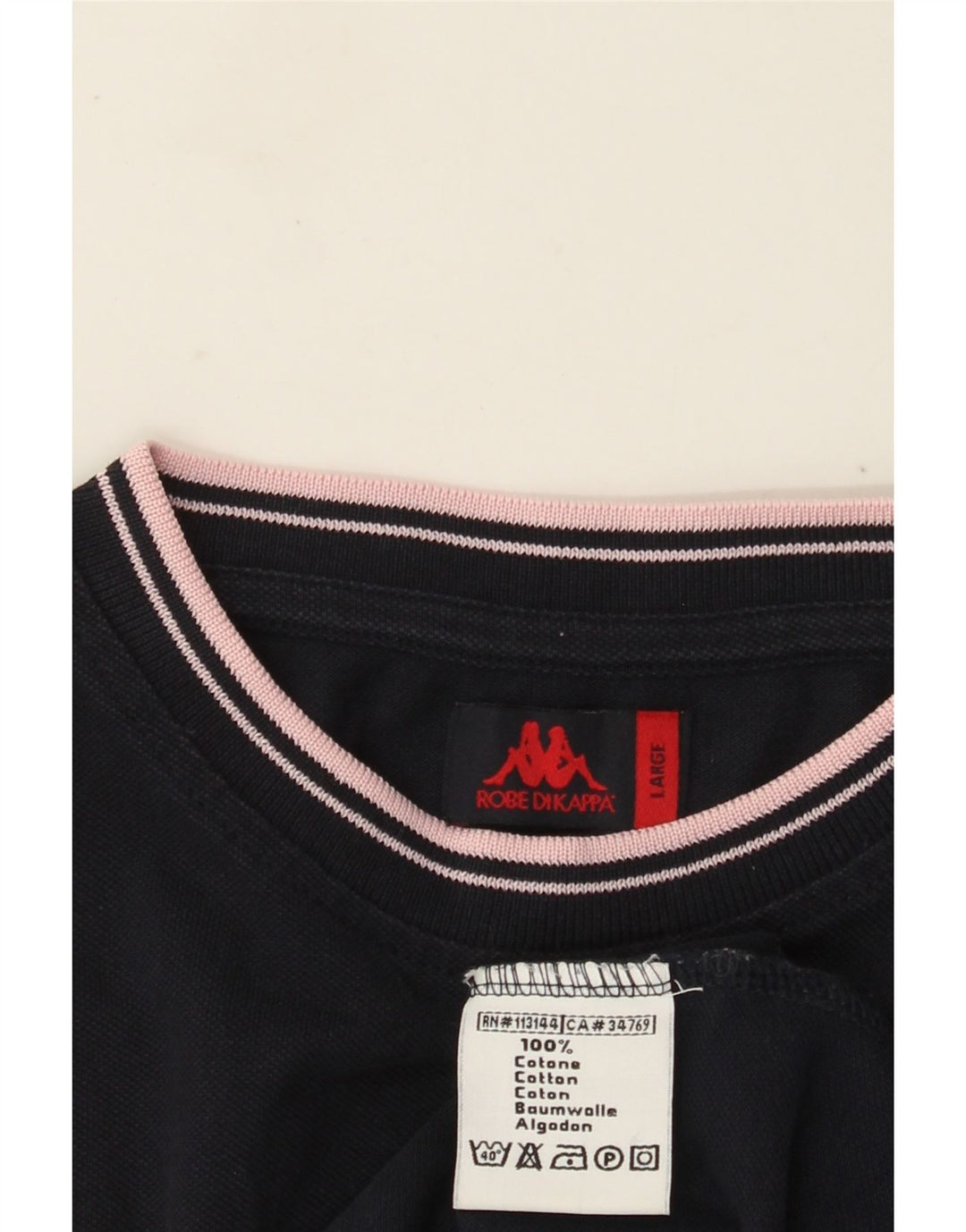 T-shirt da uomo Kappa Top Large in cotone blu navy