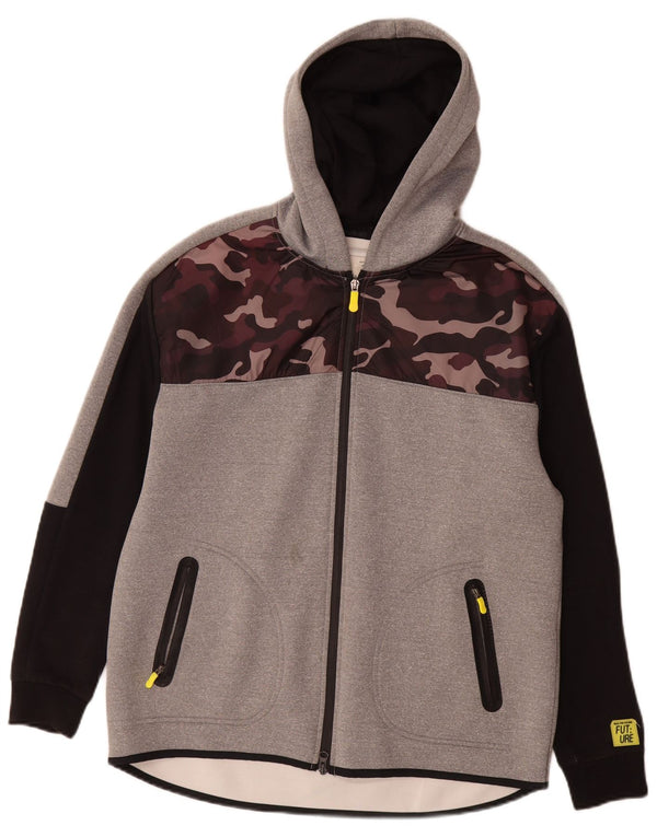 Felpa con cappuccio e zip grafica Zara per ragazzi 13-14 anni in poliestere mimetico grigio