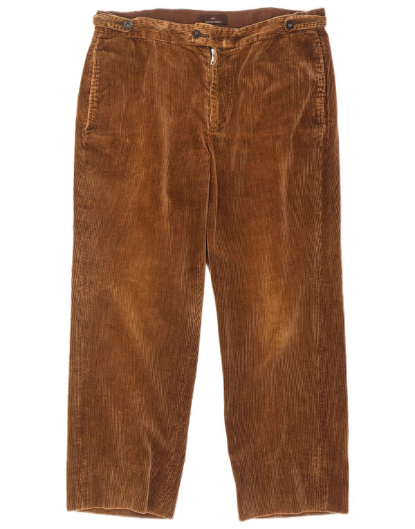 Pantaloni dritti in velluto a coste da uomo Zara EU 44 Large W34 L27 cotone marrone