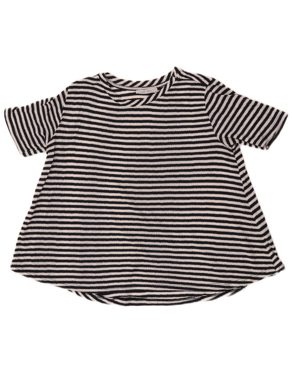 Maglione Zara da donna a maniche corte con scollo a barca UK 10 piccolo a righe nere