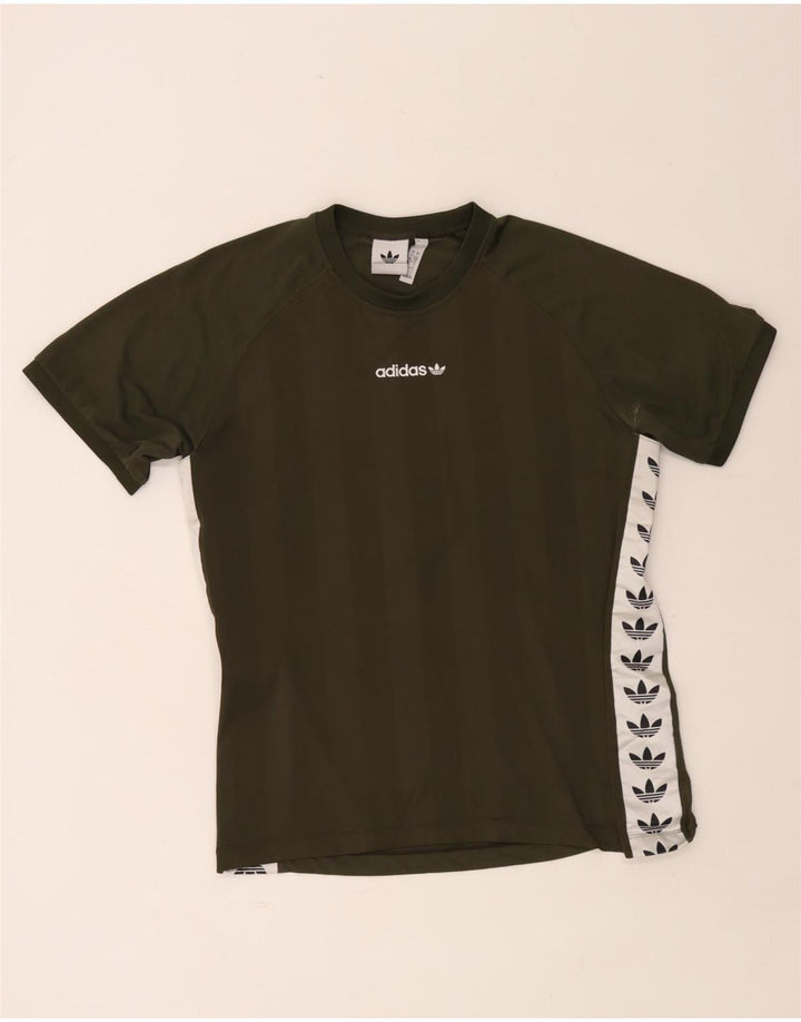 T-shirt grafica da uomo Adidas Top Large in poliestere color block kaki