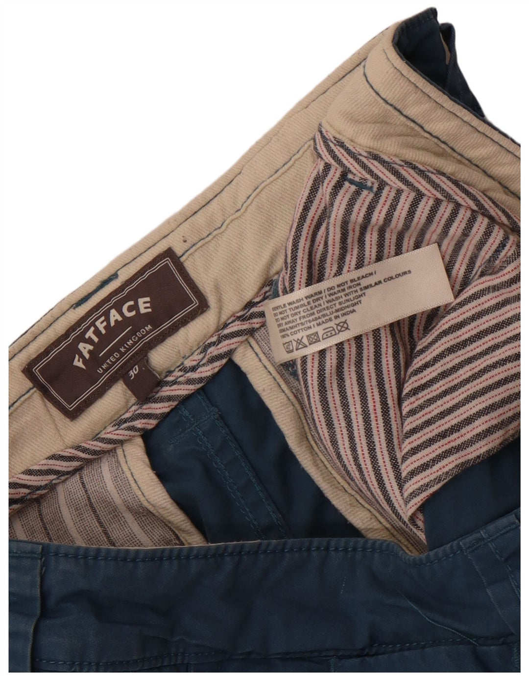 Pantaloncini chino da uomo Fat Face W30 cotone blu medio