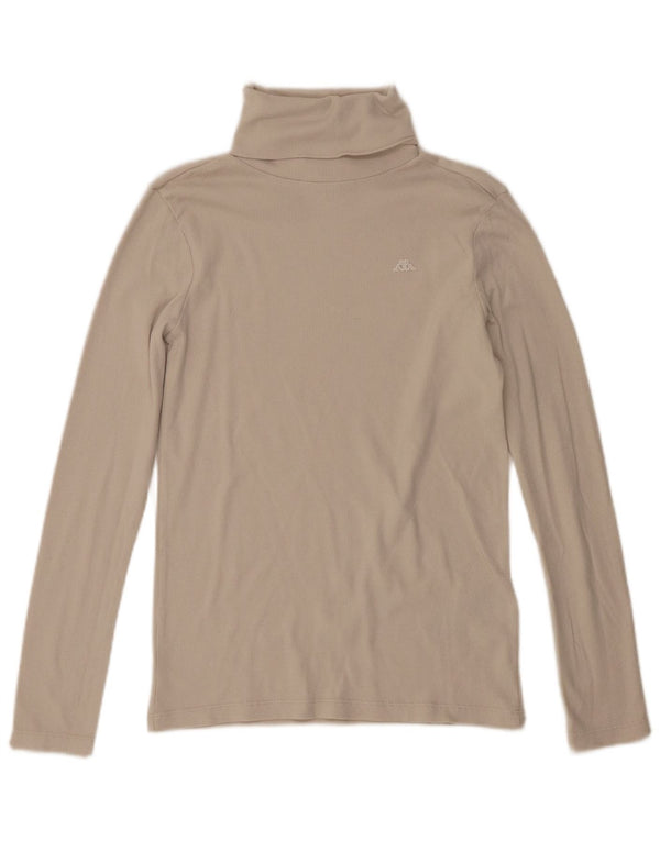 Kappa Womens Top Long Sleeve UK 10 Small Beige Cotton