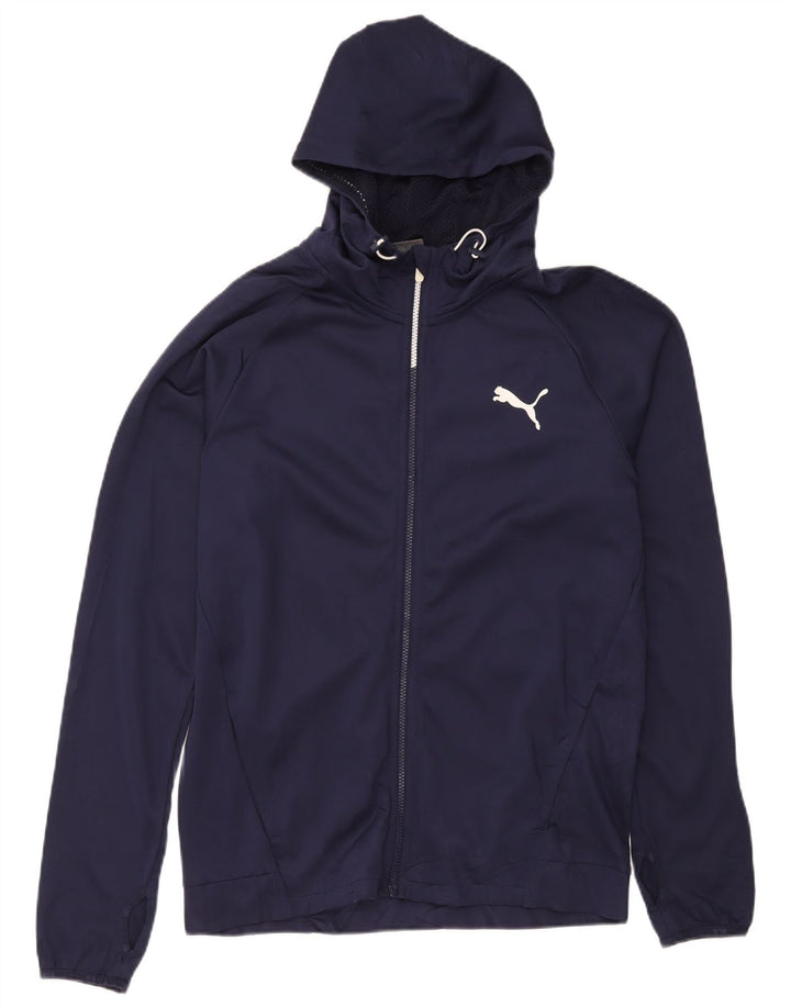 Felpa con cappuccio e zip da uomo Puma Medium Blu Navy Sport