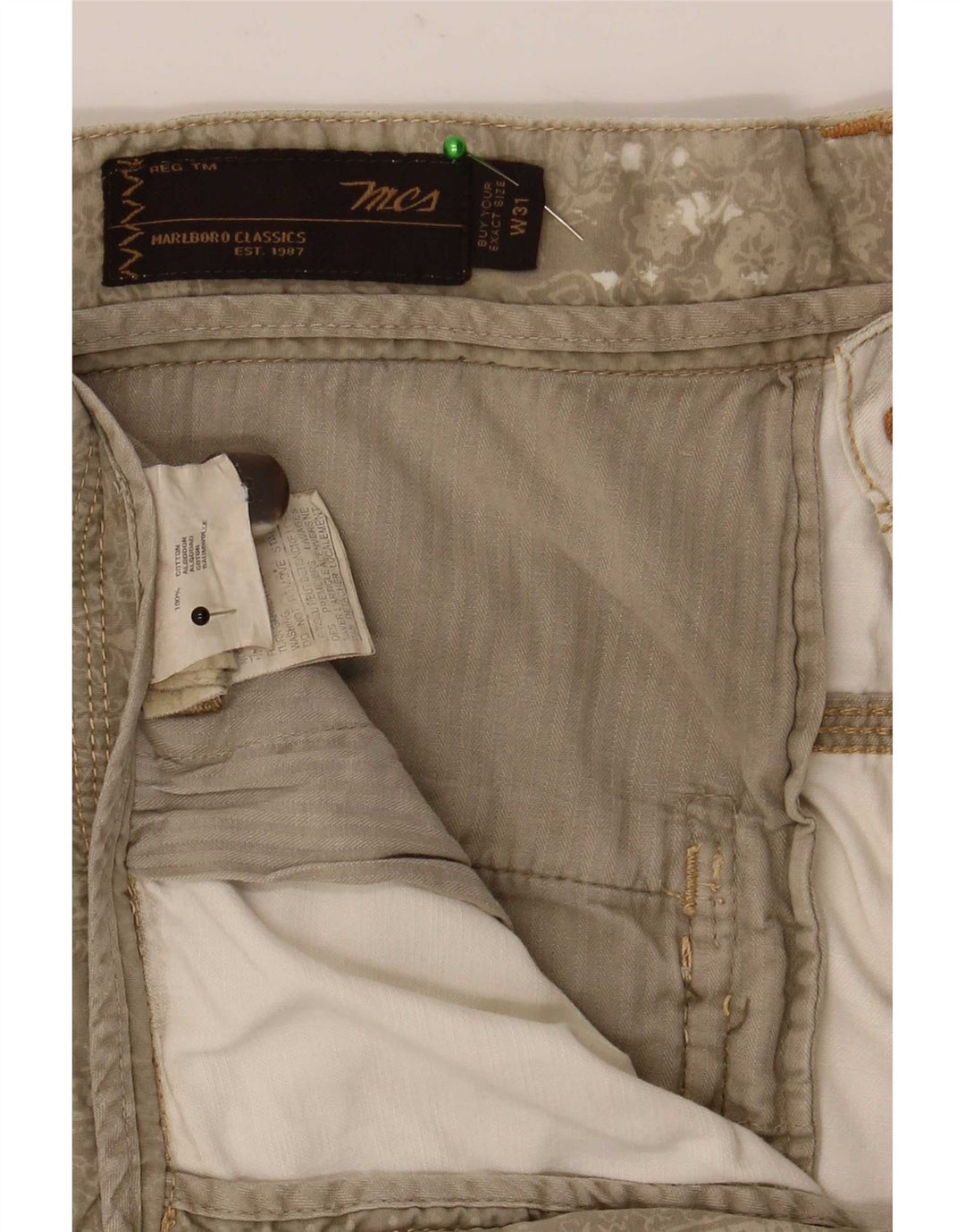 Bermuda da uomo Marlboro Classics W31 in cotone beige medio