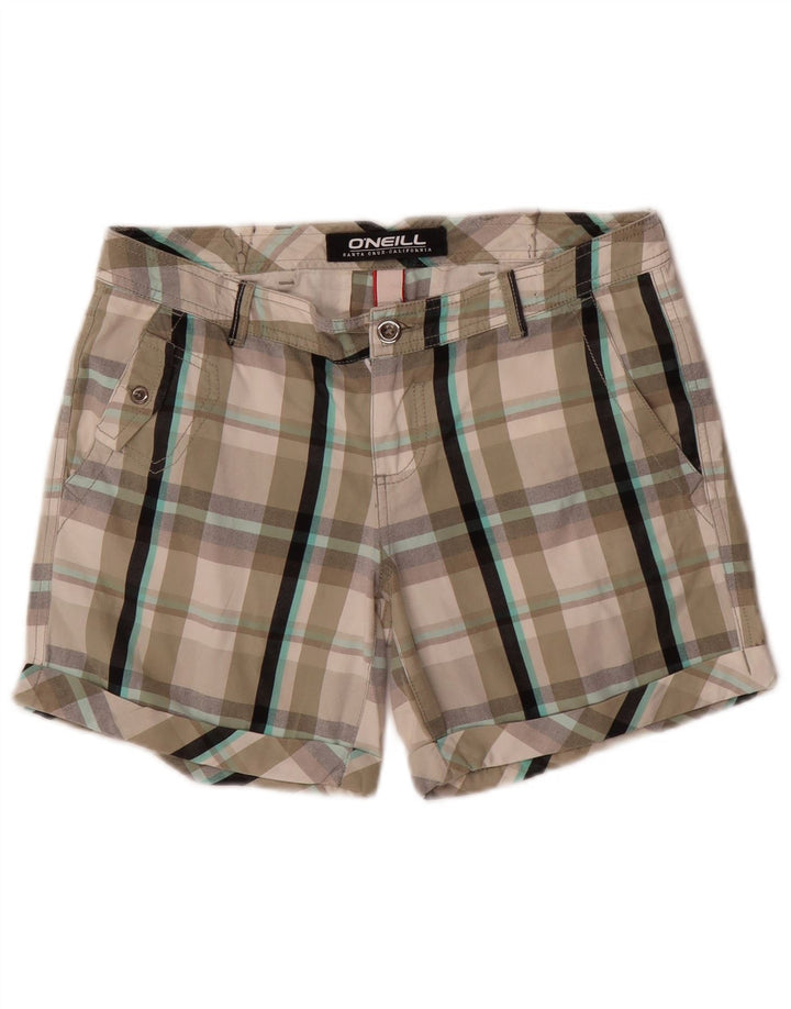 Pantaloncini chino da donna O'NEILL W26 piccoli in cotone a quadri grigi