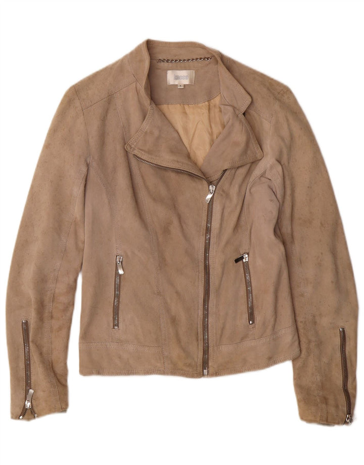 Giacca in pelle scamosciata corta da donna KOCCA UK 10 piccola in pelle beige