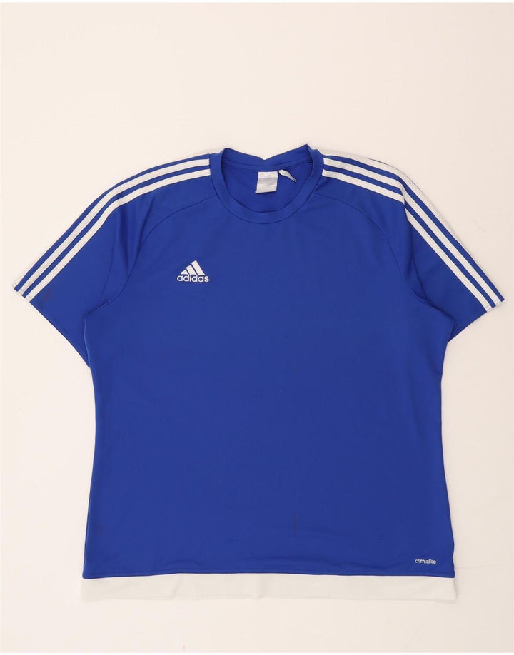Adidas Uomo Climalite T-shirt Top XL Blu Colourblock Poliestere